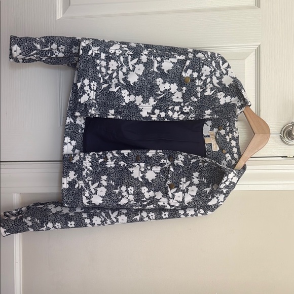 MICHAEL Michael Kors Black and White Floral Jean Jacket - Picture 1 of 2